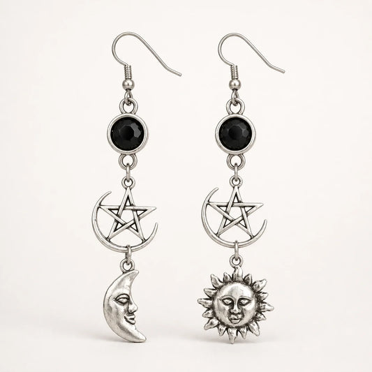 Pentacle Moon Protection Earrings studio product photo
