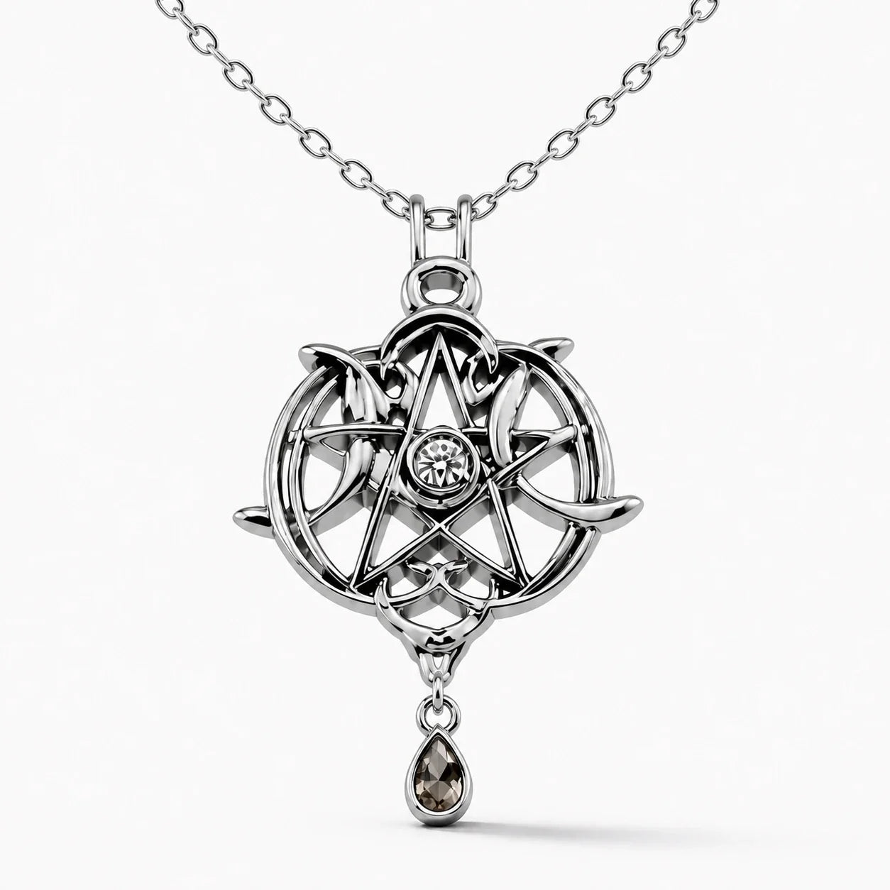 Pentacle Moon Protection Necklace studio product photo
