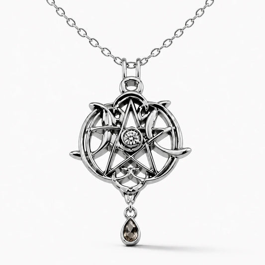 Pentacle Moon Protection Necklace studio product photo