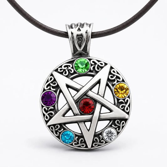 Pentagram Crystal Amulet Necklace studio product photo