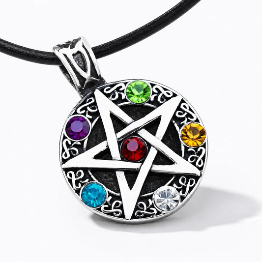 Pentagram Crystal Amulet Necklace studio product photo