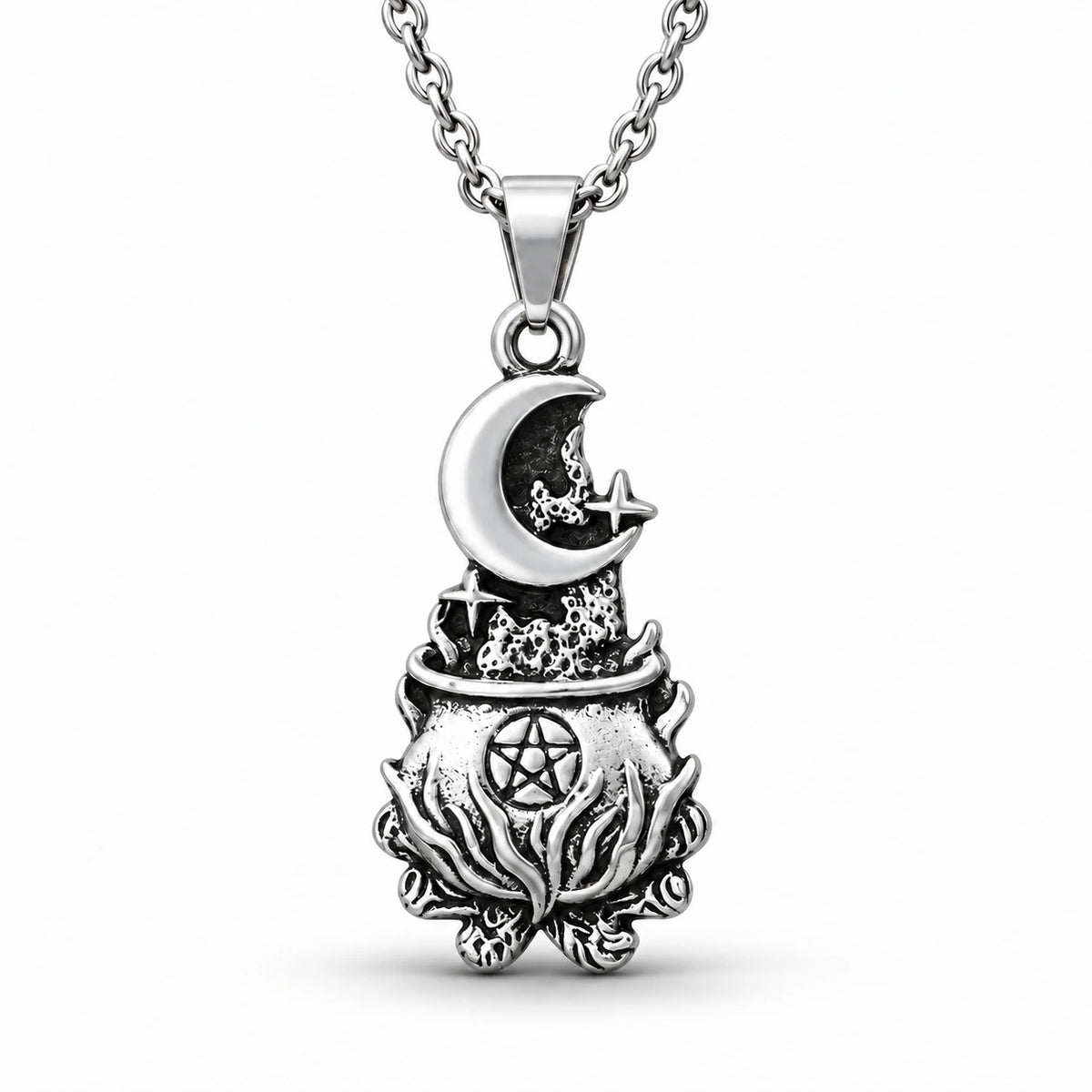 Moonlit Lotus Pentacle Necklace studio product photo