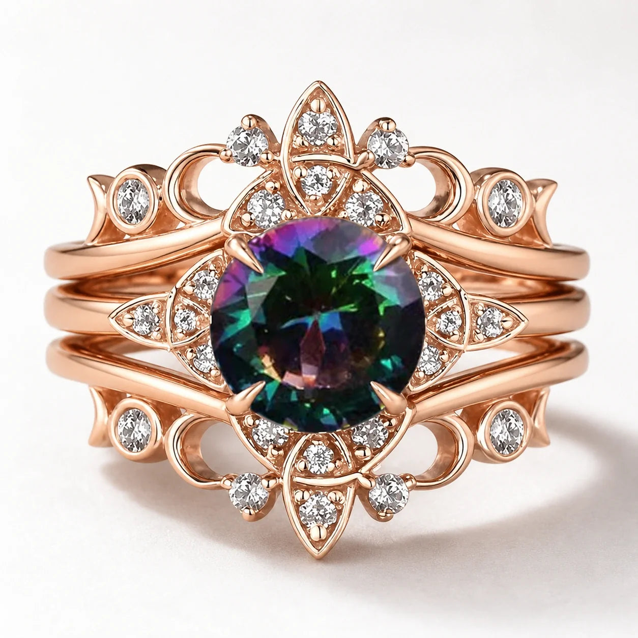 Rainbow Trinity Crown Ring studio product photo