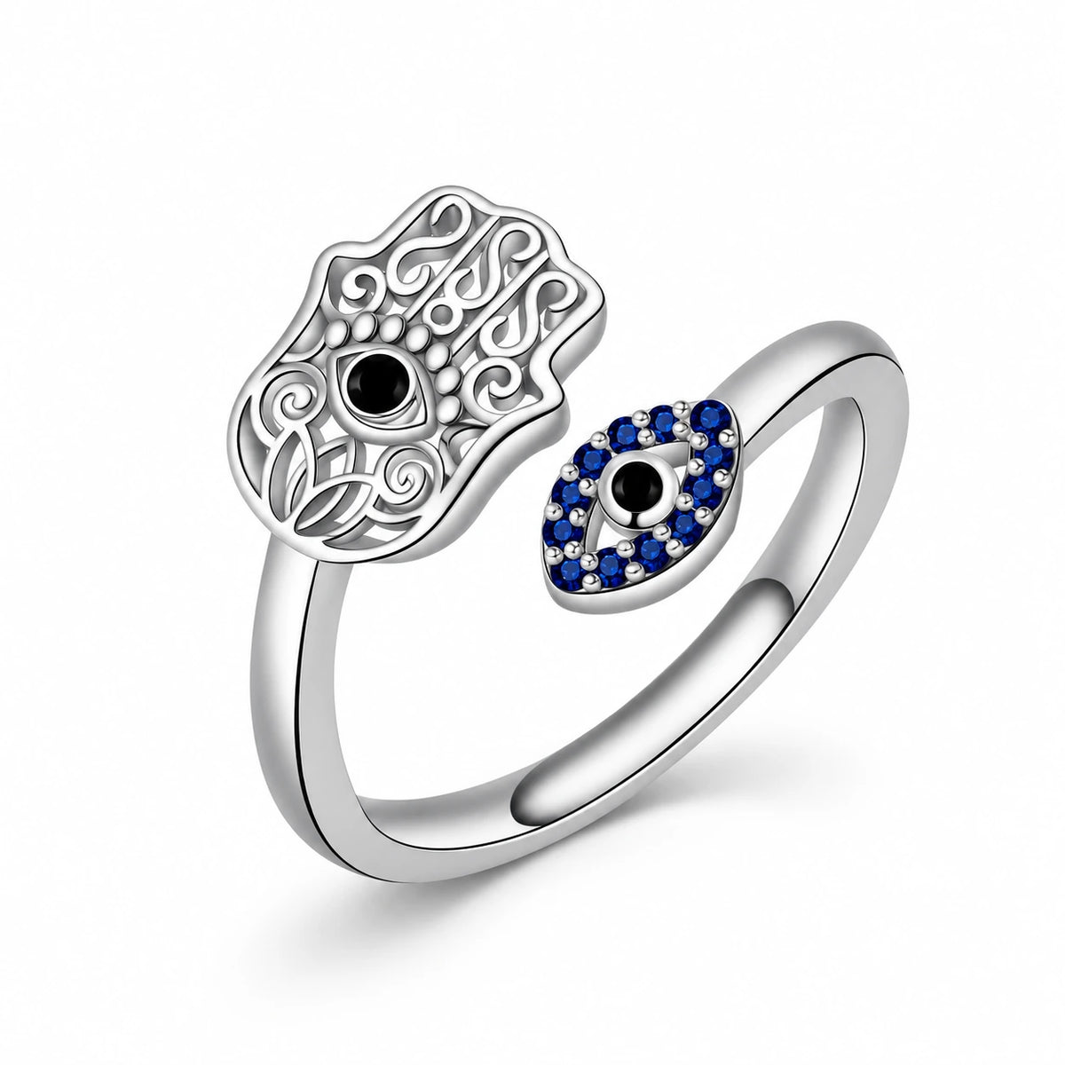Hamsa Evil Eye Guardian Ring studio product photo