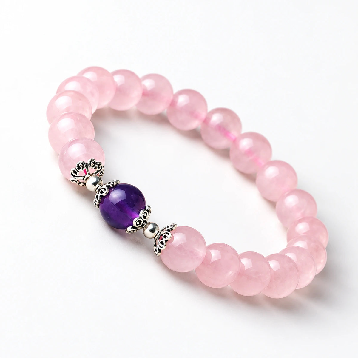 Rose Quartz Amethyst Harmony Bracelet studio product photo