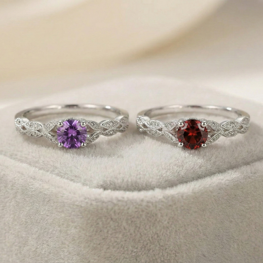 Luminous Amethyst Leaf Ring