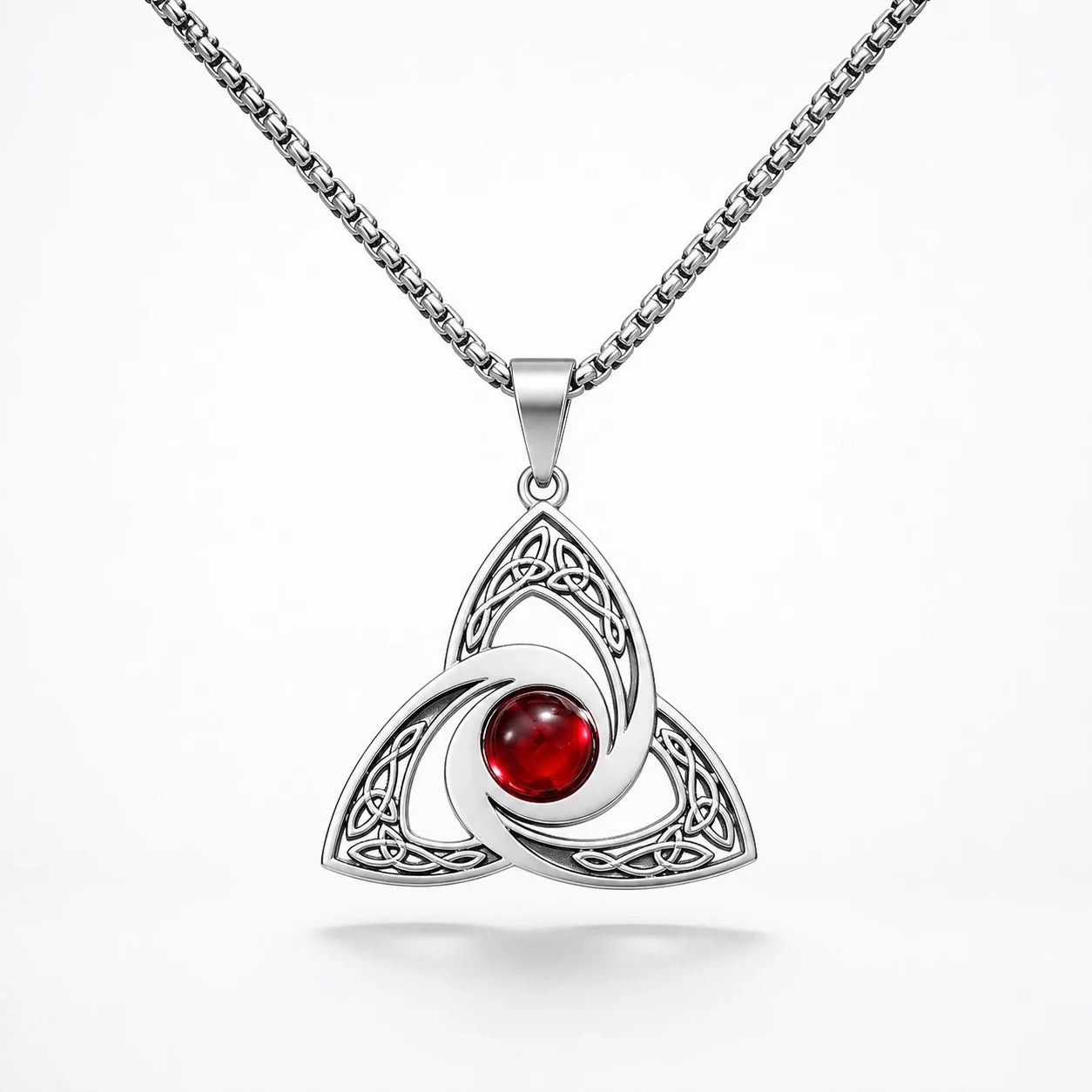 Ruby Triquetra Necklace studio product photo
