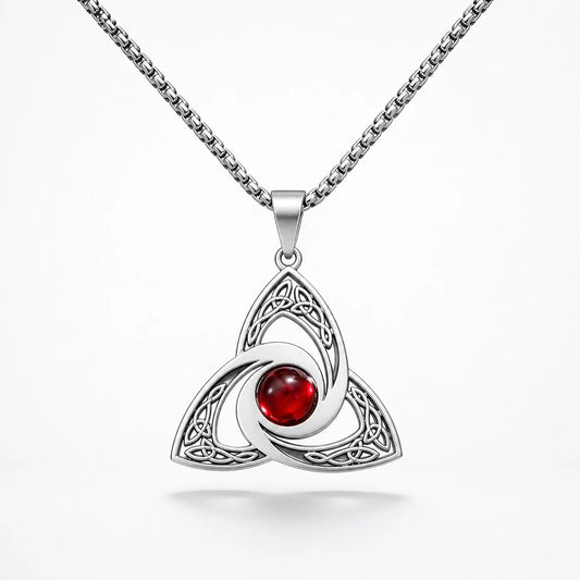 Ruby Triquetra Necklace studio product photo