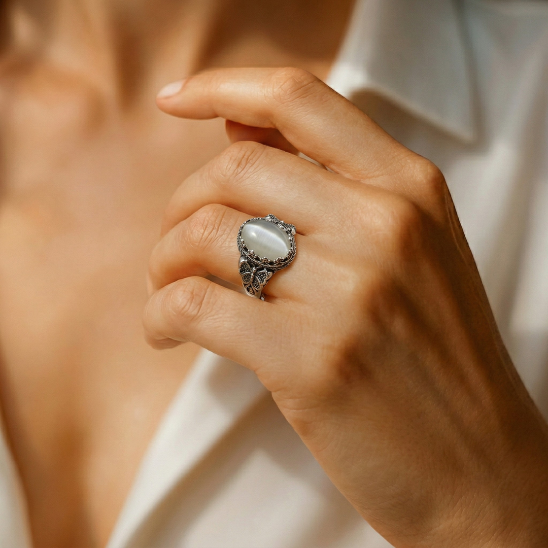 Sacred Butterfly Moonstone Ring