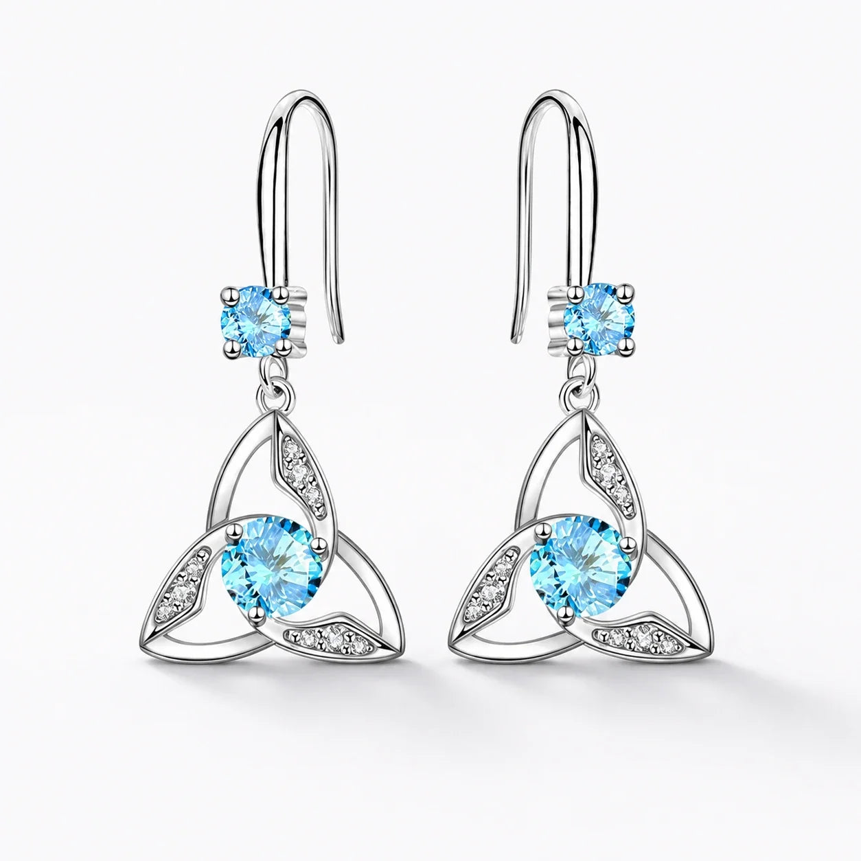Sky Triquetra Earrings studio product photo