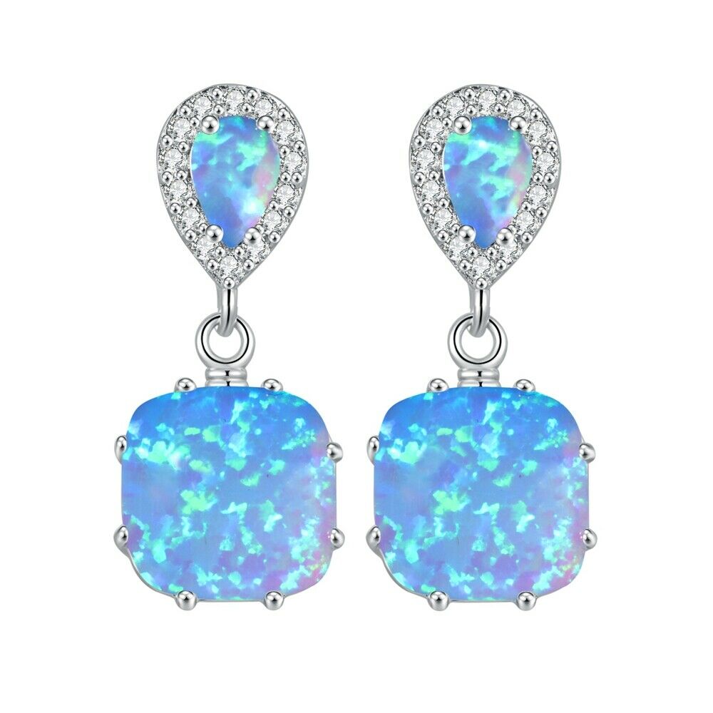 Frosted Glow White Opal Drop Earrings