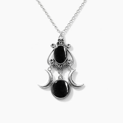 Triple Moon Goddess Amethyst Necklace