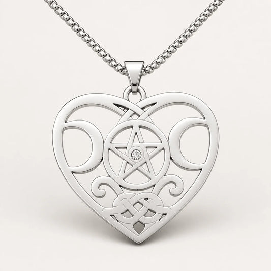 Triple Goddess Heart Necklace studio product photo