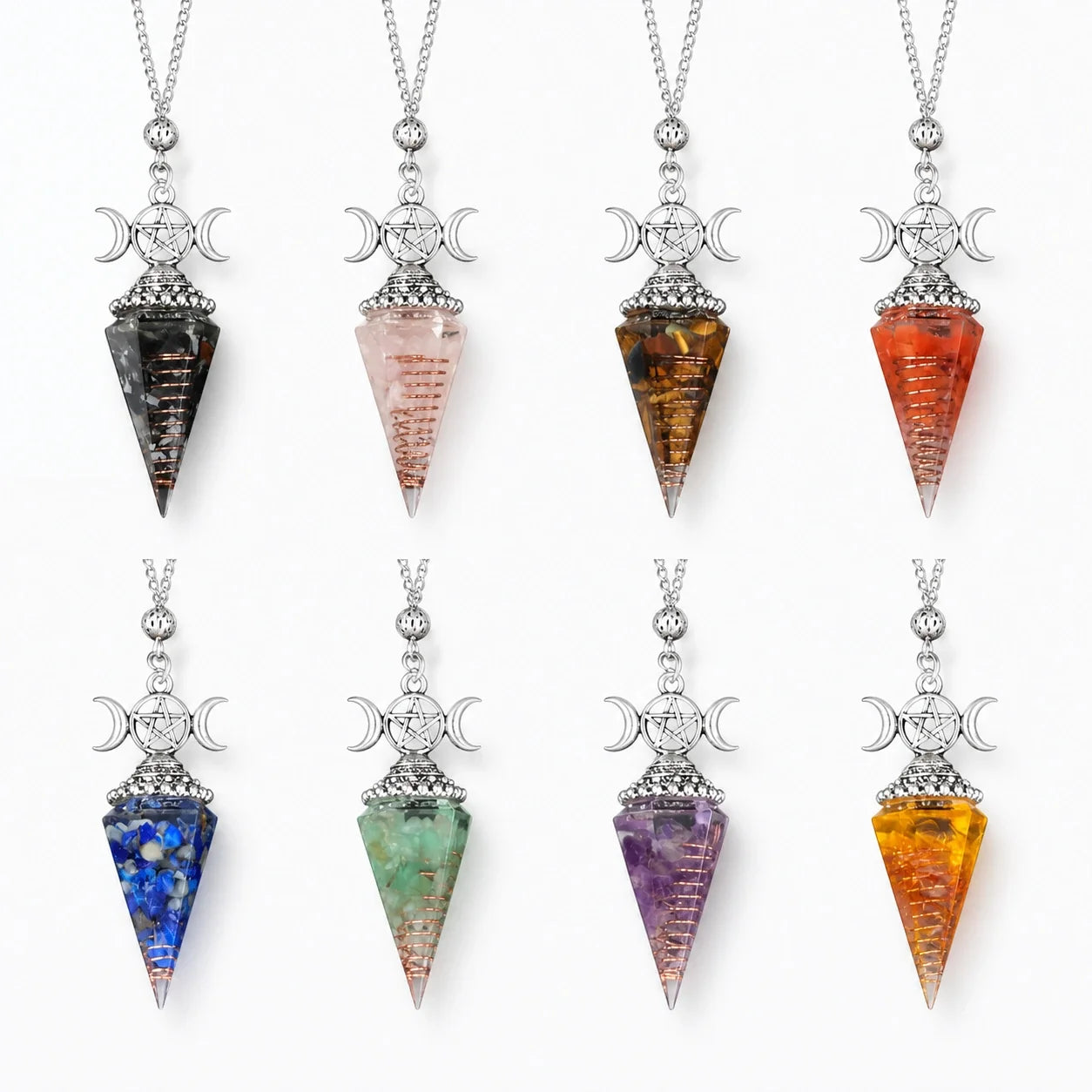 Triple Goddess Pendulum Necklace studio product photo
