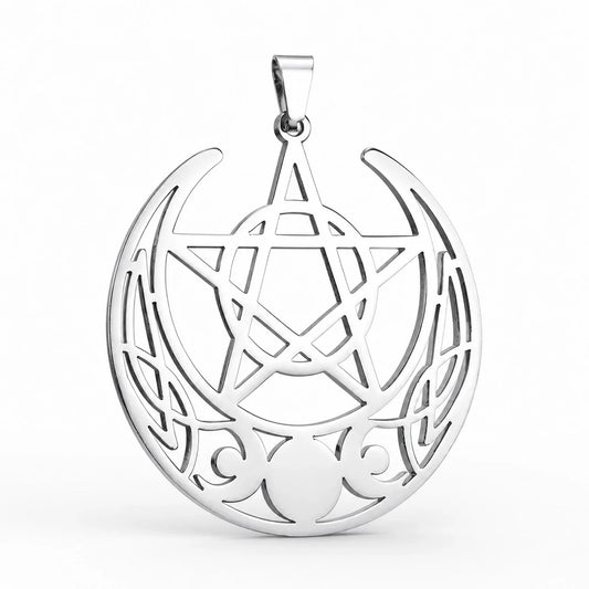 Triple Moon Pentacle Necklace studio product photo