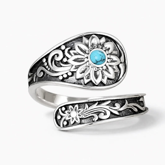 Turquoise Flower Wrap Ring studio product photo