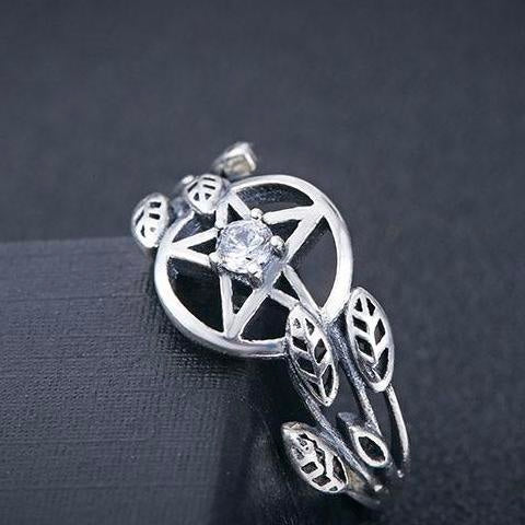 Enchanted Pentagram Crystal Ring 925 Sterling