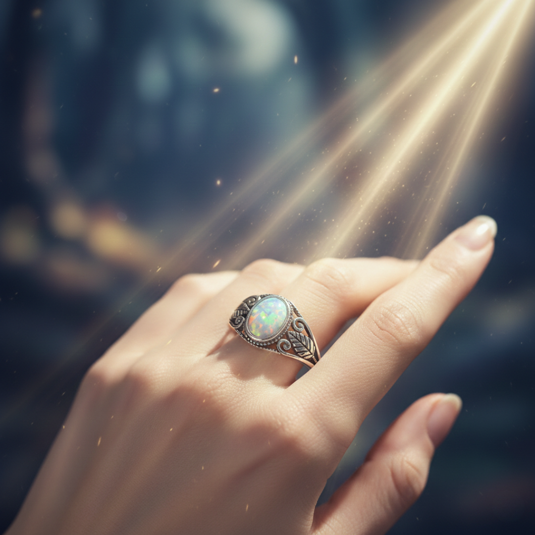 Verdant Opal Leaf Ring