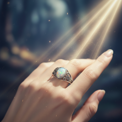 Verdant Opal Leaf Ring