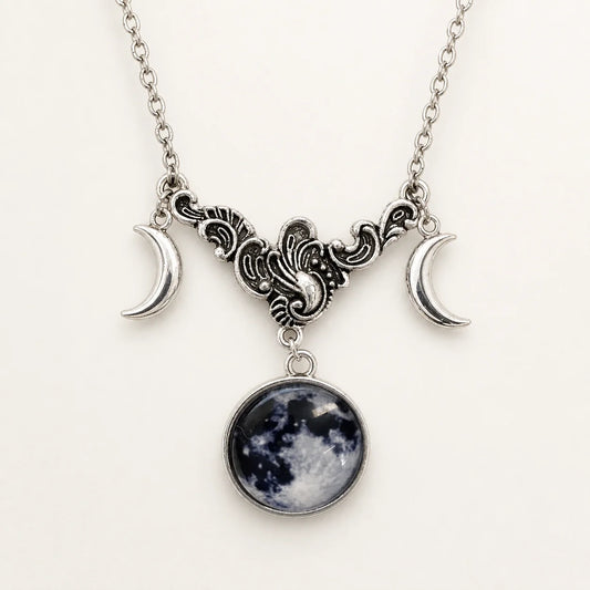 Vintage Triple Moon Necklace studio product photo