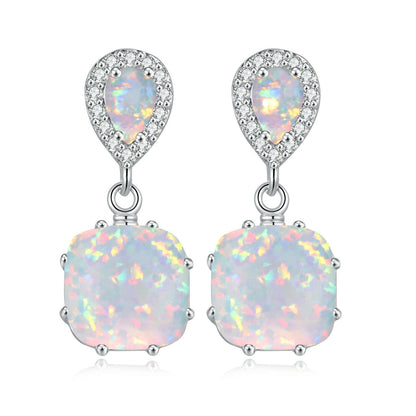 Frosted Glow White Opal Drop Earrings