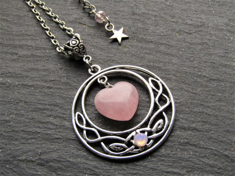 Hollow Moon Love Quarts Necklace