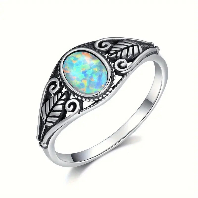 Verdant Opal Leaf Ring