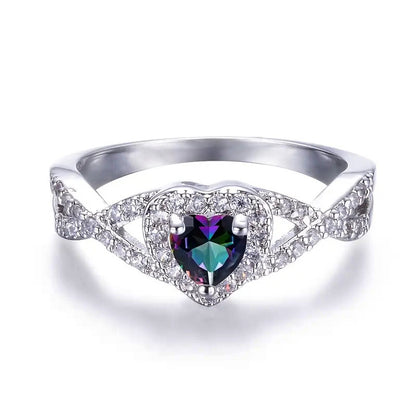 Rainbow Topaz Love Ring