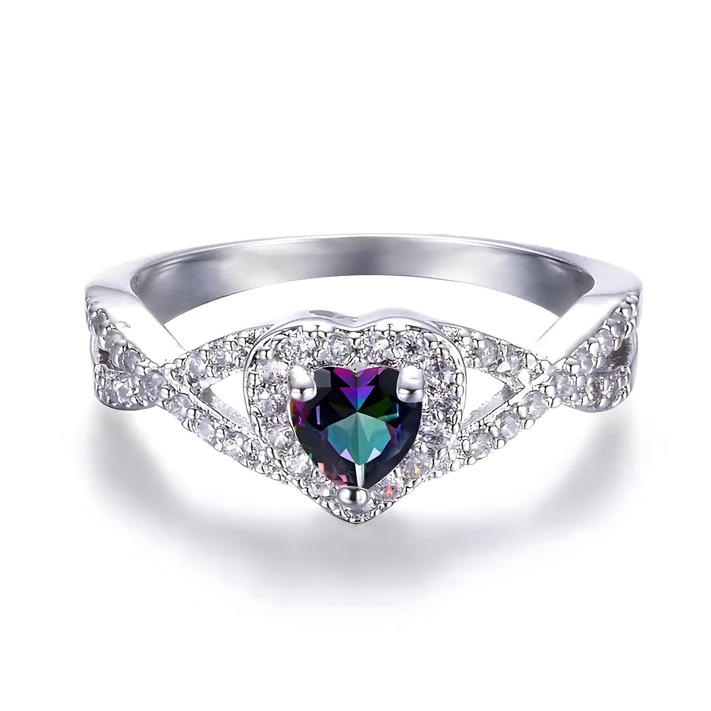 Rainbow Topaz Love Ring