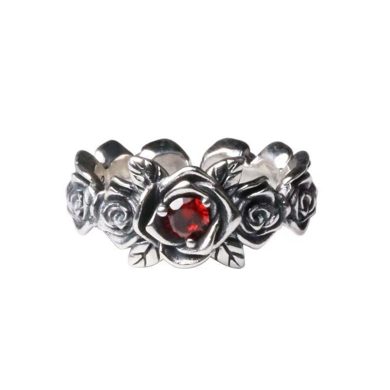 Red Crystal Rose Band Ring