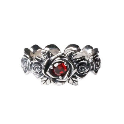 Red Crystal Rose Band Ring