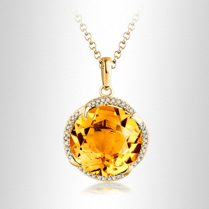 Yellow Topaz Prosperity Crystal Necklace