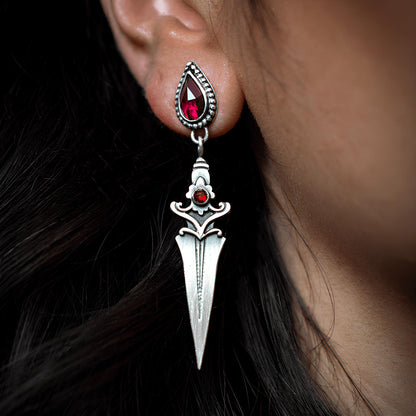 Crimson Athame Drop Earrings