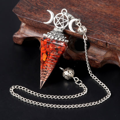 Triple Goddess Crystal Pendulum Necklace
