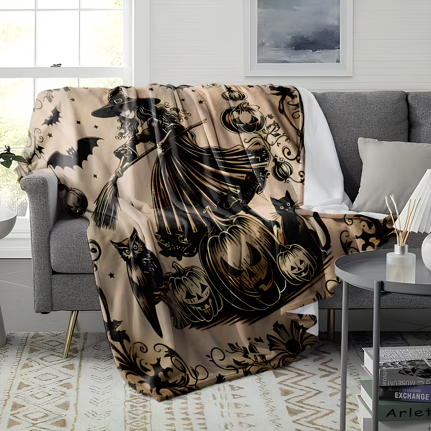 Enchanted Pumpkin Witch Blanket