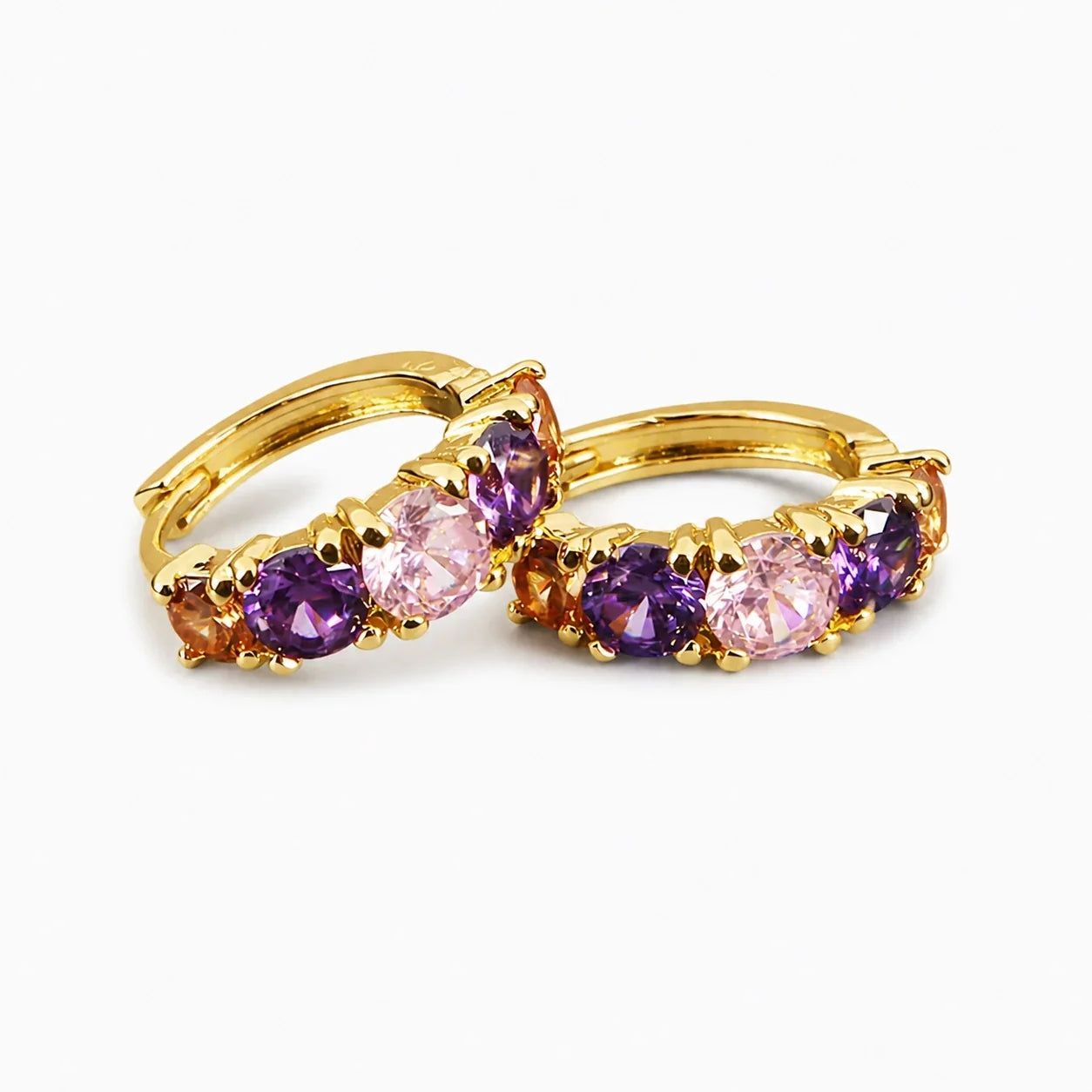 Amethyst Crystal Hoops studio product photo