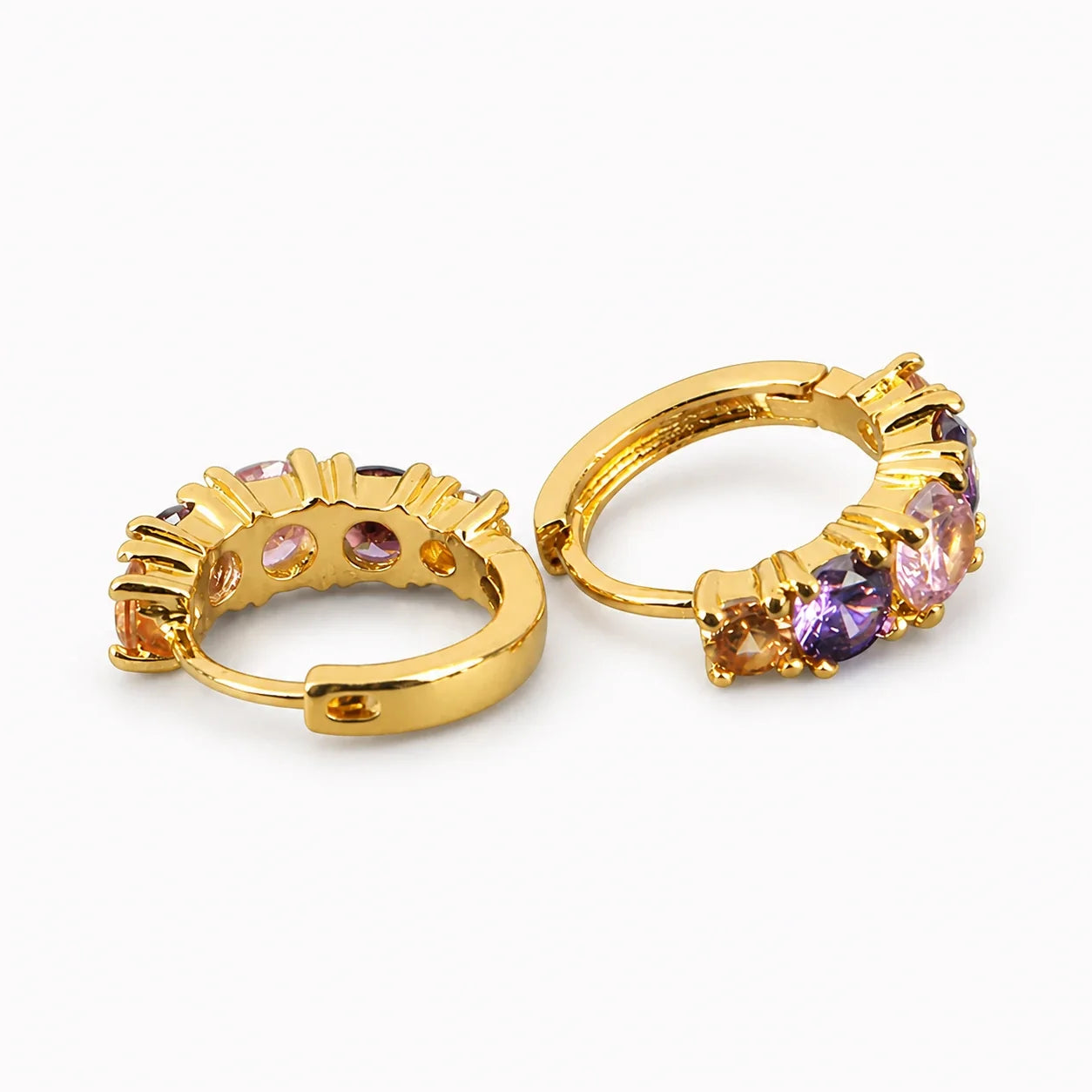 Amethyst Crystal Hoops reverse view studio product photo