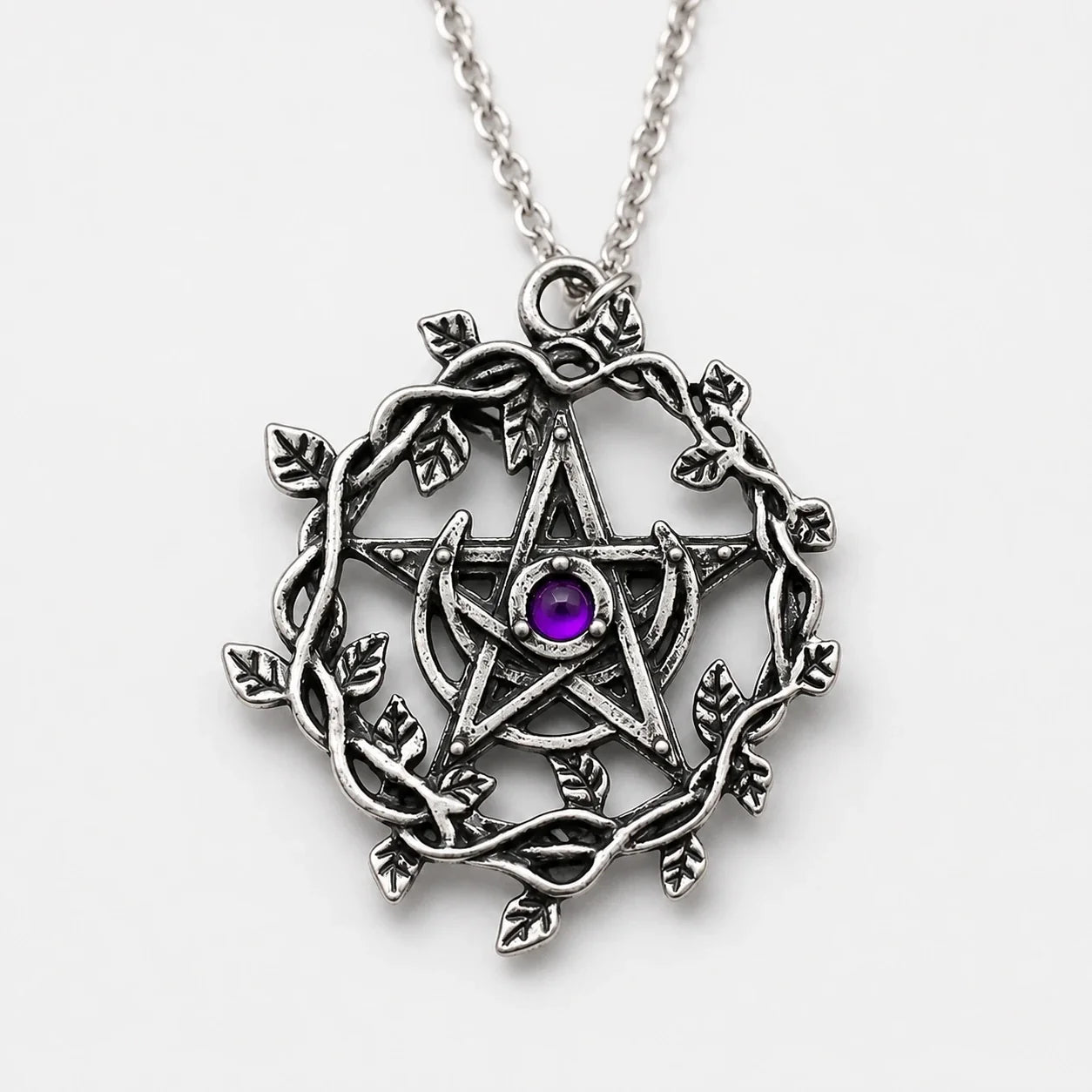 Amethyst Moon Pentacle Necklace studio product photo