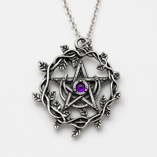 Amethyst Moon Pentacle Necklace studio product photo