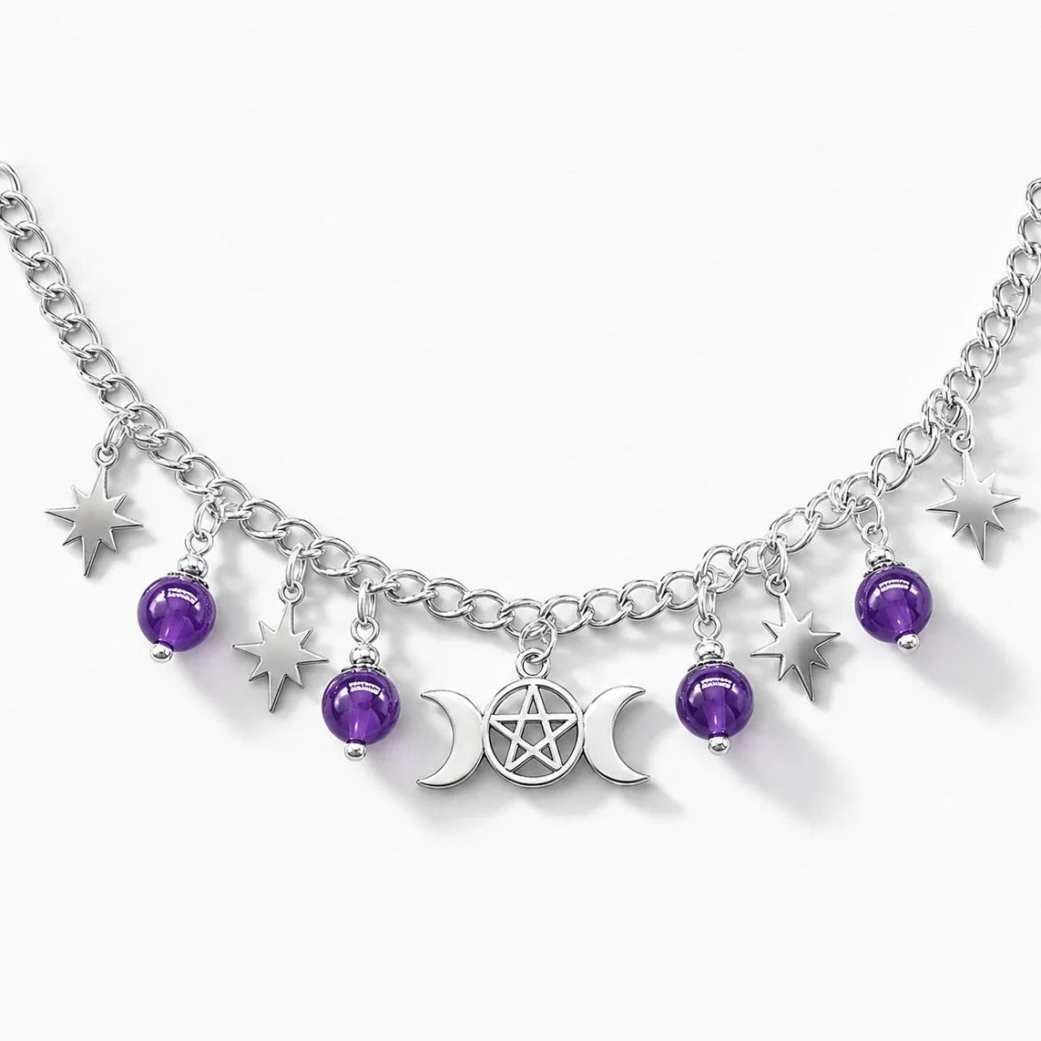 Amethyst Triple Goddess Necklace studio product photo