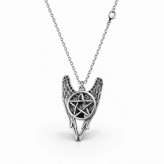Angel Wings Pentacle Necklace studio product photo
