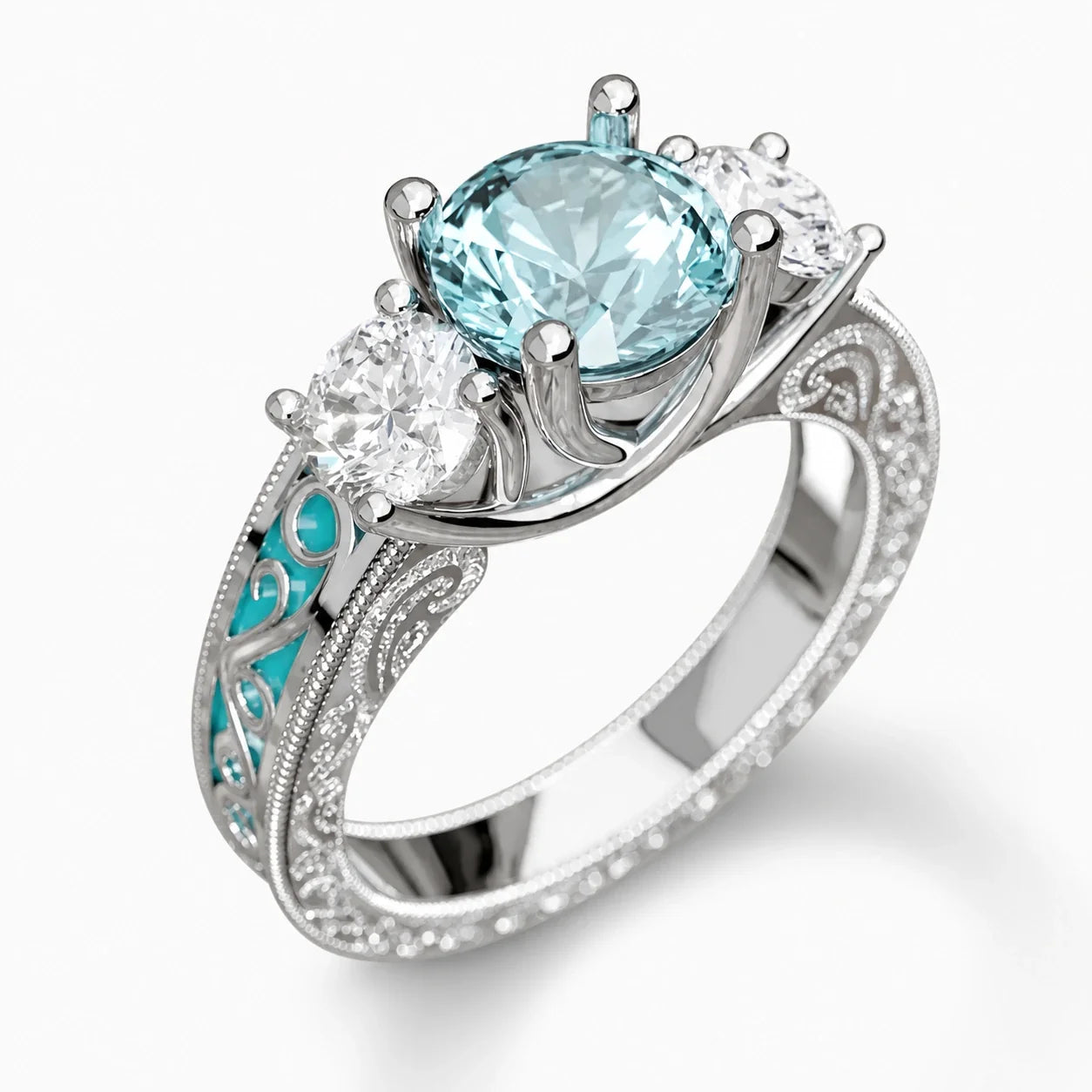 Aqua Light Crystal Ring studio product photo