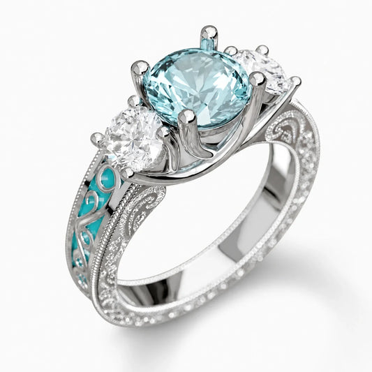 Aqua Light Crystal Ring studio product photo