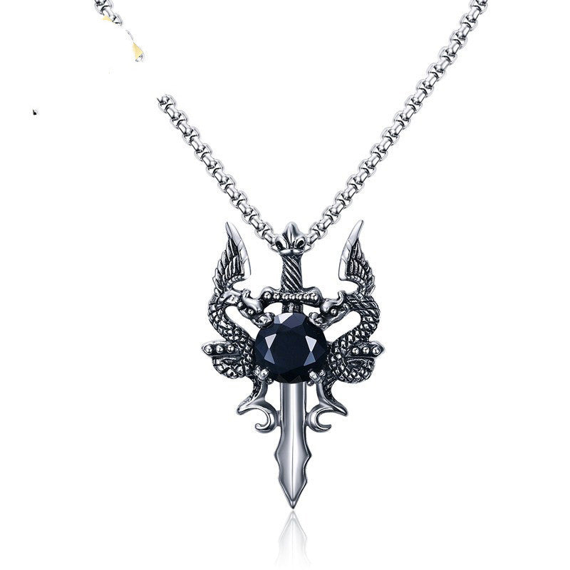 Twin Dragon Blade Necklace