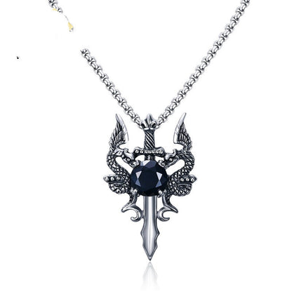 Twin Dragon Blade Necklace