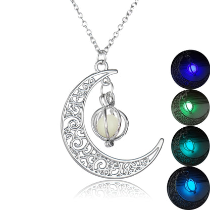 Firefly Glow Crescent Moon Luminous Necklace