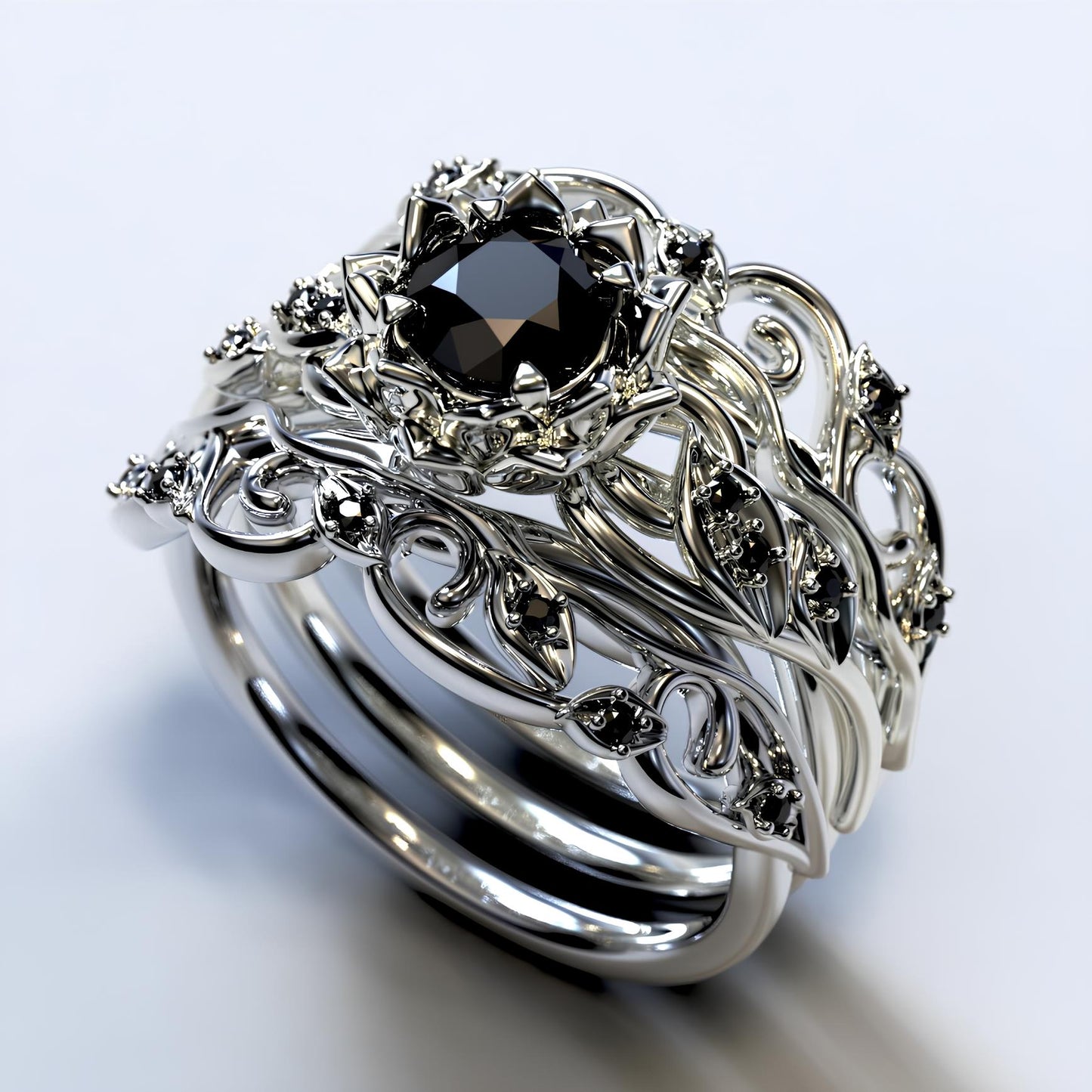 Nocturnal Garden Crown Ring Set