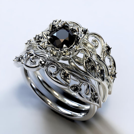 Nocturnal Garden Crown Ring Set