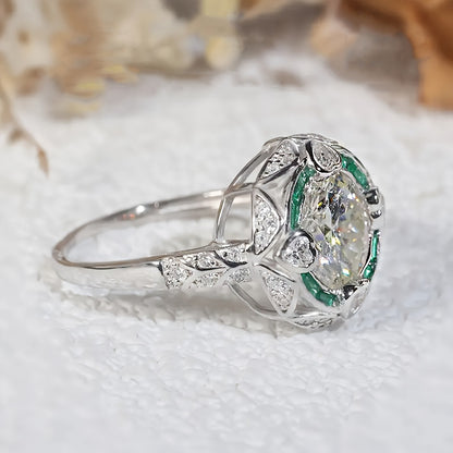 Emerald Halo Love Ring