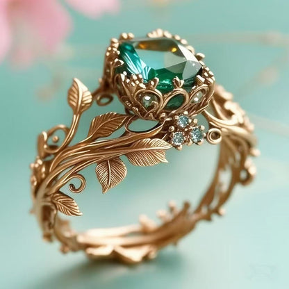 Emerald Vine Crystal Ring